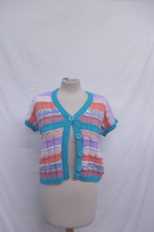 Unbranded Ribbed Knitted Cardigan Multicoloured Size: One Size