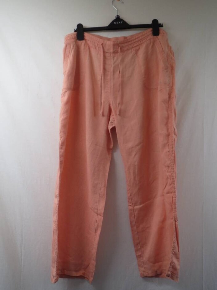 M&s Drawstring Trousers Burnt Orange Size: 20