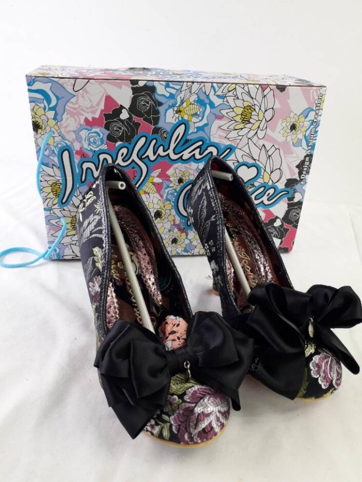 Irregular Choice Unique Floral Heels Big Bow Black Mix Size 5