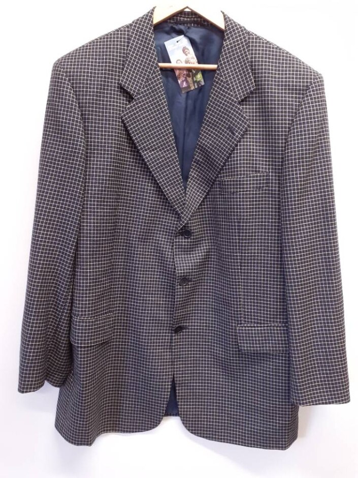 Roy Robson Single Breasted Jacket In Navy Check Size: 46" Chest