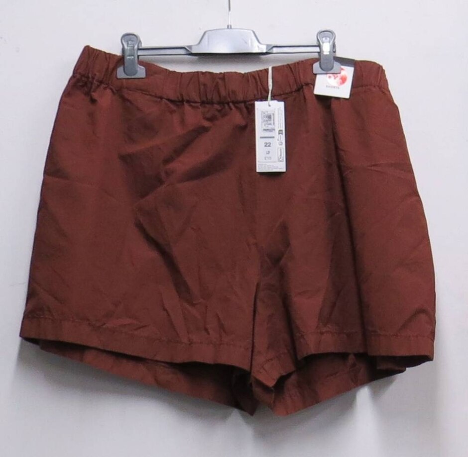 M&s Elasticated Waist Shorts Brown Size: 22