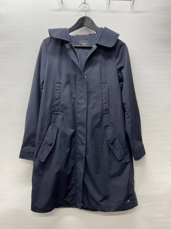 Max Mara Weekend Hooded Zip Up Trench Coat Navy Size: 4