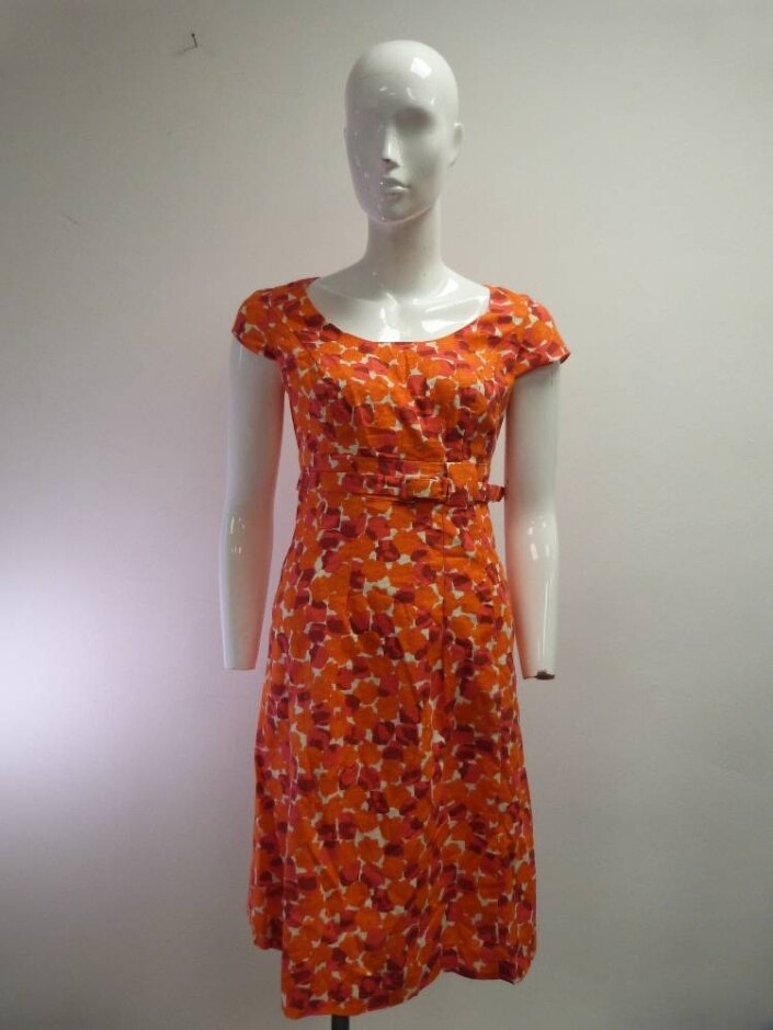 Boden Sleeveless Dress Orange Floral Size: 8