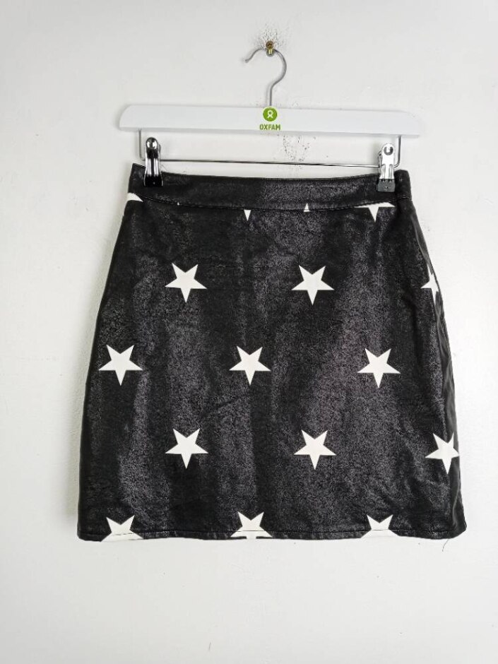 Nasty Gal Faux Leather Printed Skirt Black Size: 8