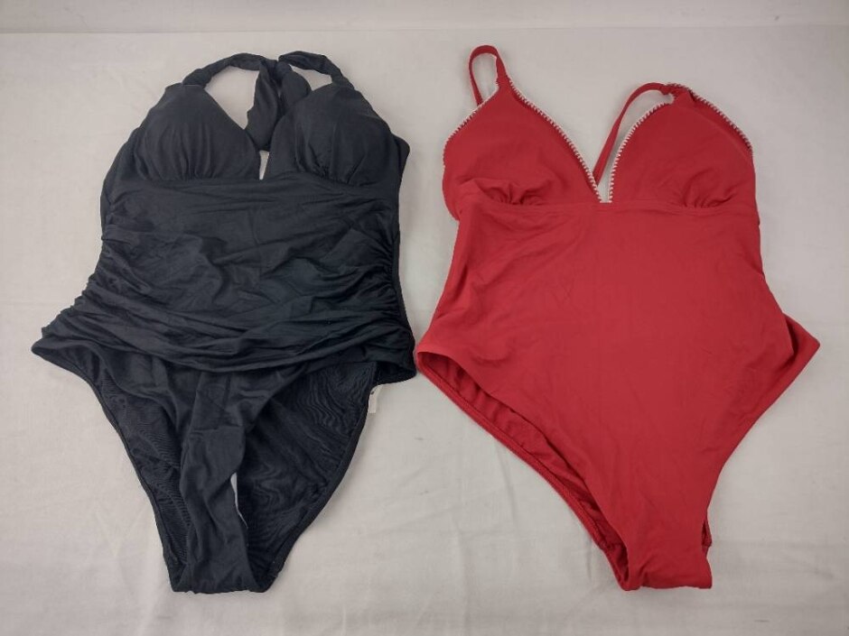 M&s Marks & Spencer Halter Swimsuit Bundle X 2 Black & Red Size: 16