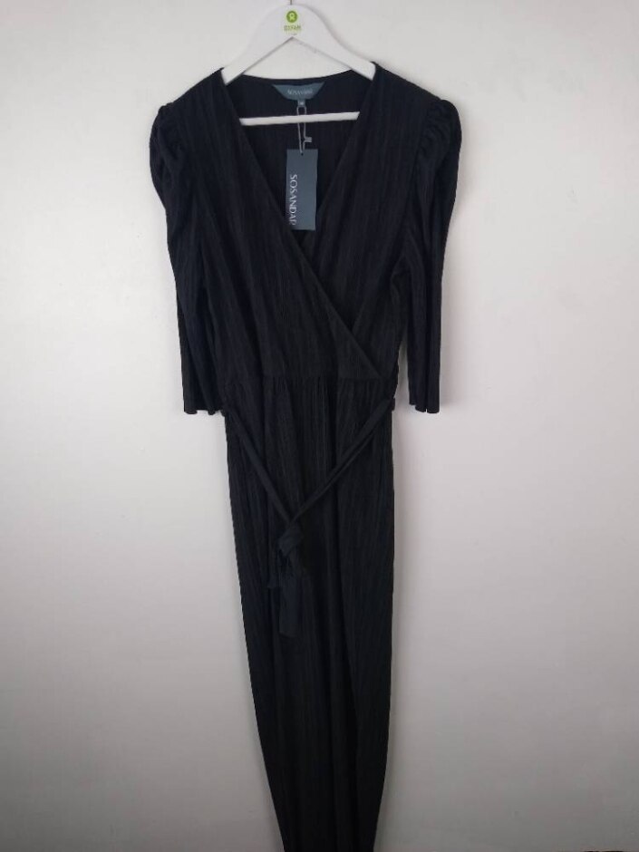 Sosander Plisse Wrap Jumpsuit Bnwt  Black Size: 18