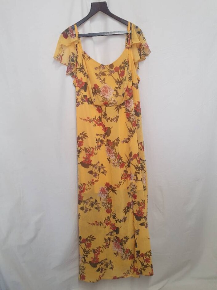 Very Floral Off-the-shoulder Dress Yellow Mix Size: 24