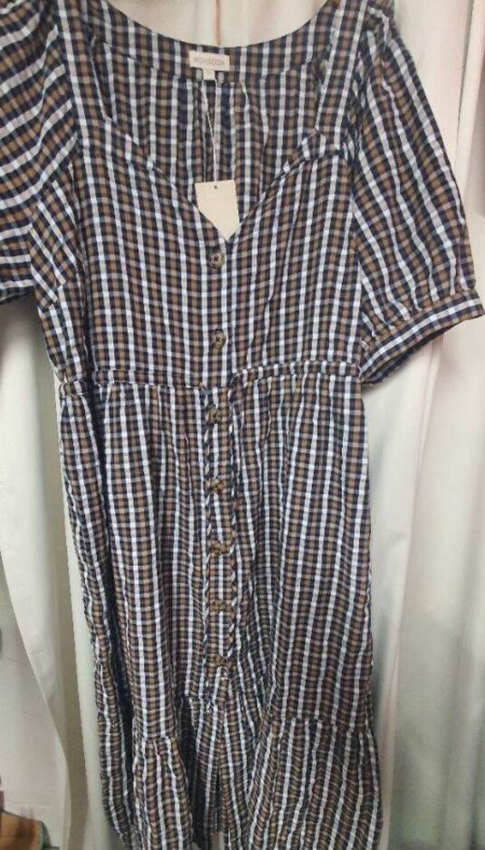 Monsoon Button- Down Dress Navy Size: Xl
