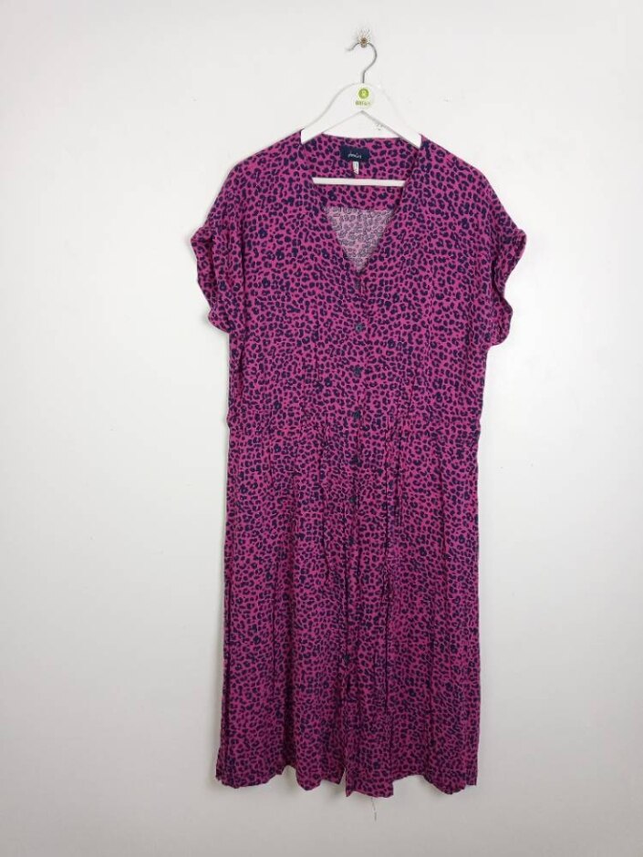 Joules  Short Sleeved Shirt Dress Purple Print Size: 16