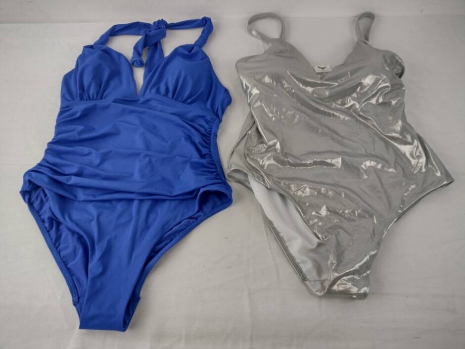 M&s Marks & Spencer Swimsuit Bundle X 2 Blue & Silver Size: 16