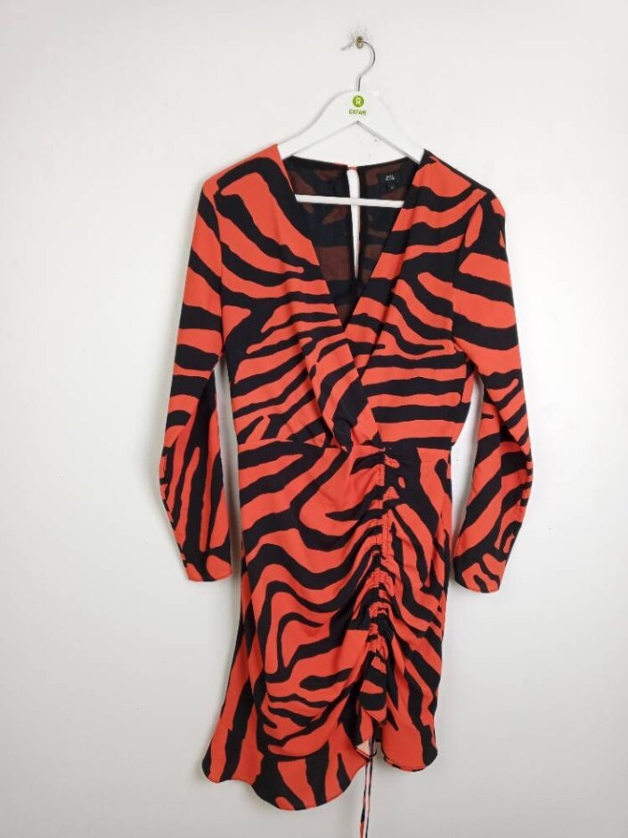 River Island Women's Long Sleeve Dress Red Black Size: 12
