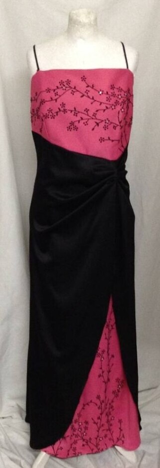 Kiki Ladies Strapless Evening Dress Black/pink Size: Xxxl