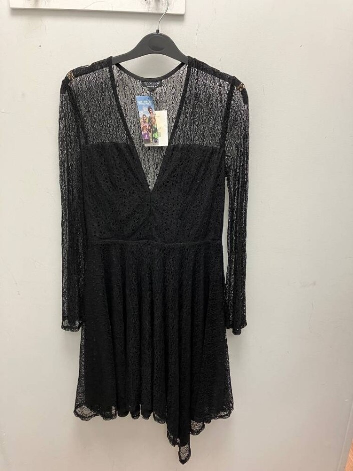 Topshop Lace Evening Dress New Black Size: 12