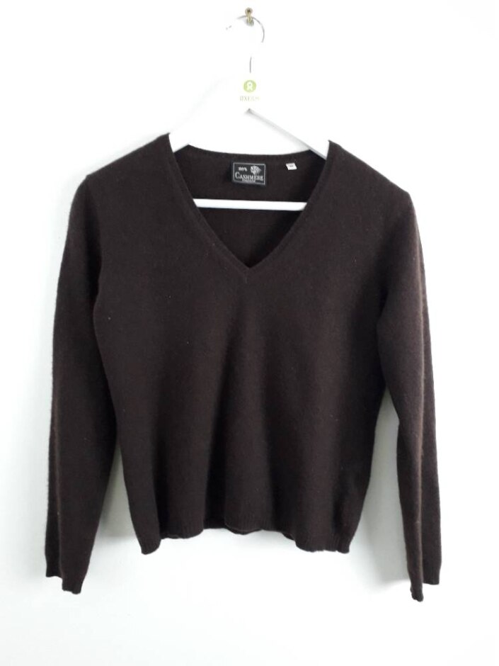 Zweifadig 100%cashmere Women's Long Sleeve Plain Jumper Brown Size: M