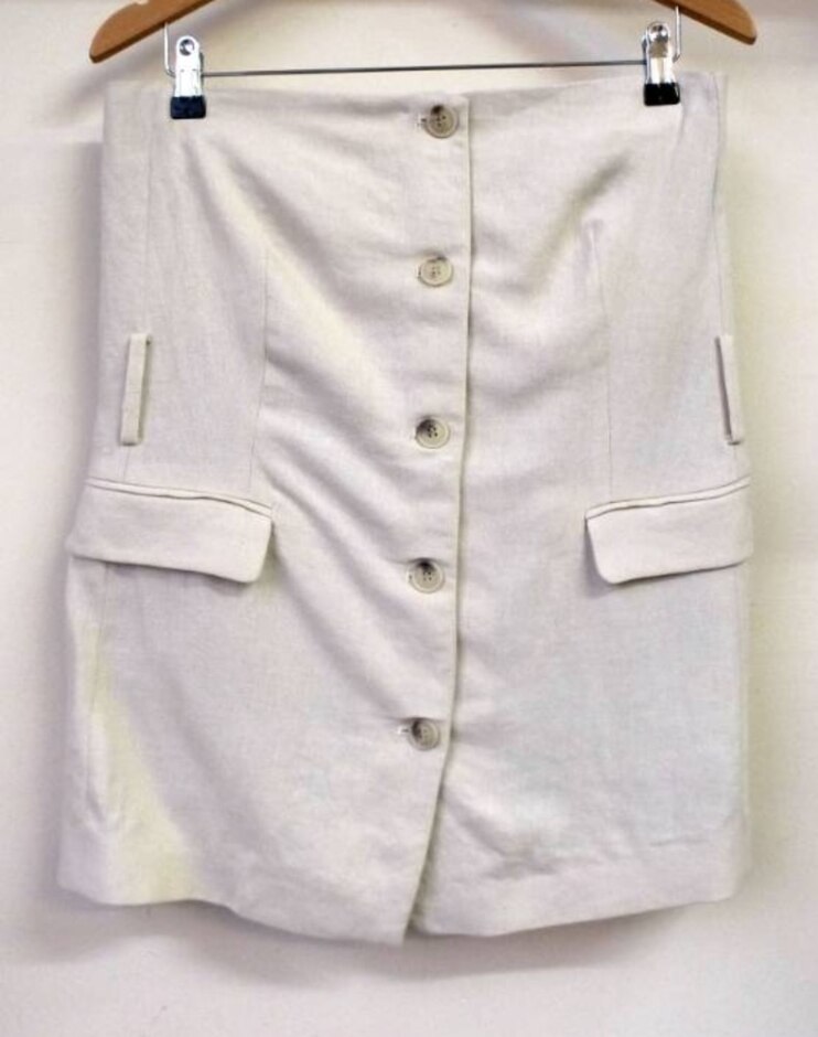 Zara Strapless Linen Blend Jacket Ecru Size: M