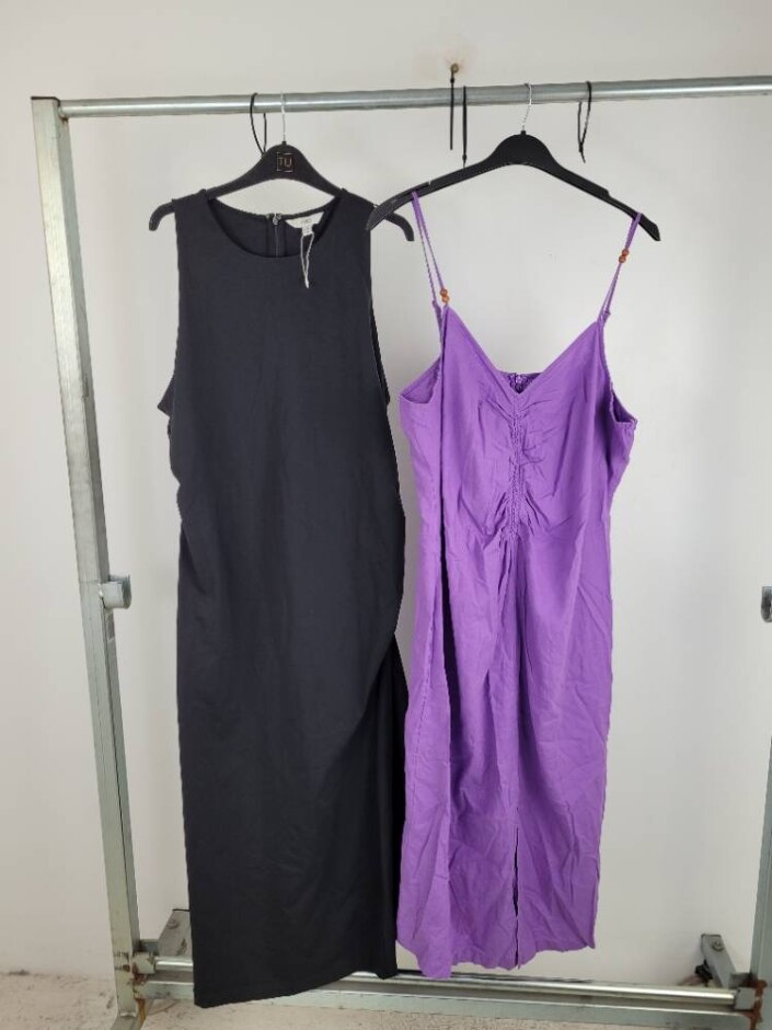 M&s Marks & Spencer 2x Bundle Midi Dresses Black Purple Size: 20