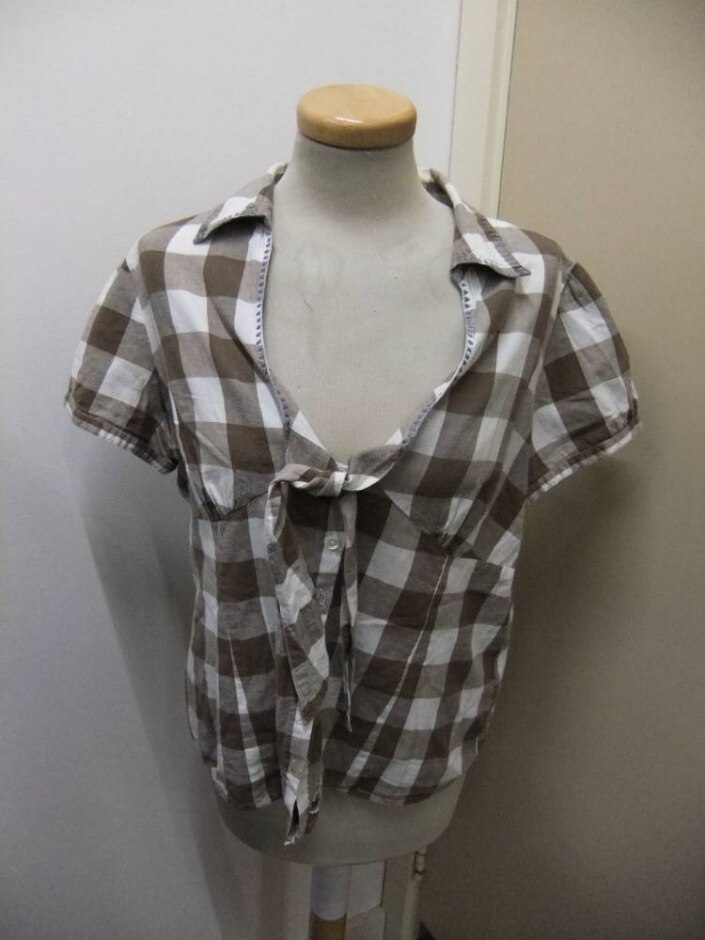 Next Checked Blouse Brown And White Size: 18