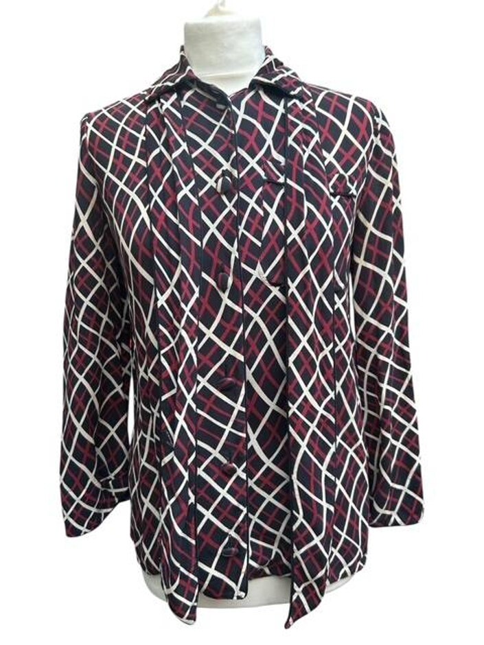 Gucci Geometric Silk Shirt Multi Size: 8