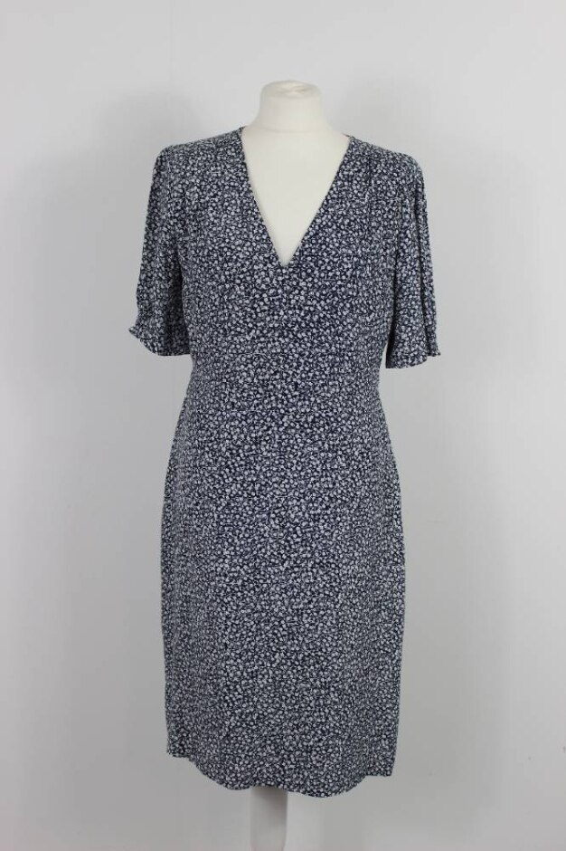 Jigsaw Short Sleeve Dress Navy/white Size: 12