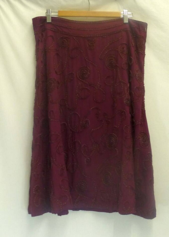 White Stuff A Line Midi Skirt Burgundy Size: 14