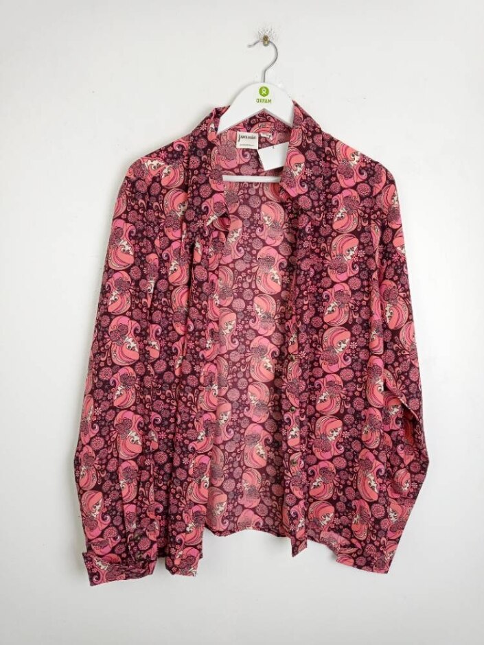 Joanie Clothing Women's Long Sleeve Shirt Pink White Size: 18