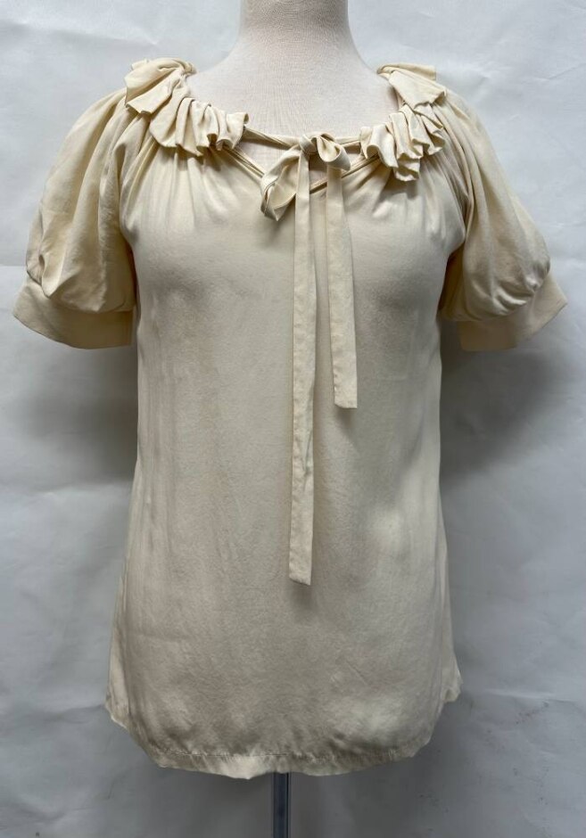 Paul & Joe Silk Ruffle Neck Top Cream Size: 36