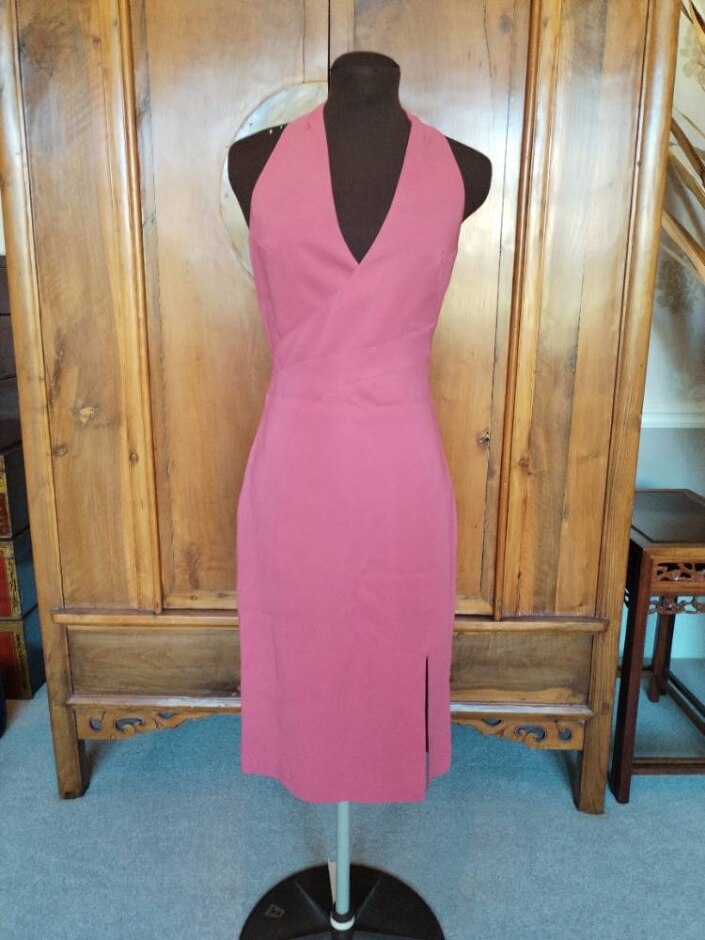 Reiss Abriana Wrap-front Dress Salmon Pink Size: 8