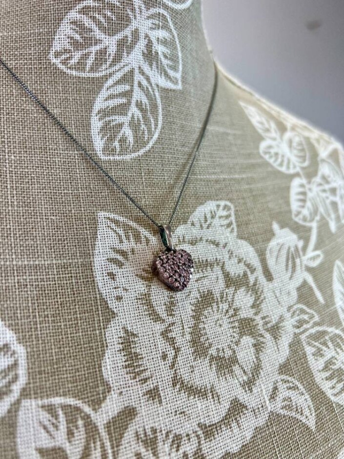 925 Silver Hallmarked Necklace With Pink-stoned Sweetheart Necklace