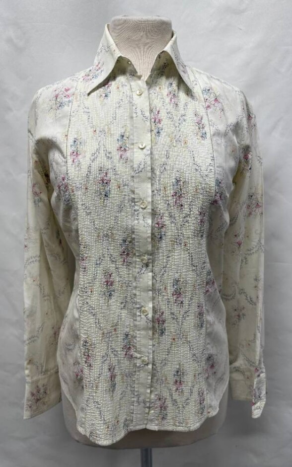 Paul & Joe  Fitted Shirt Floral Pattern  Cream And Pink  Size: S