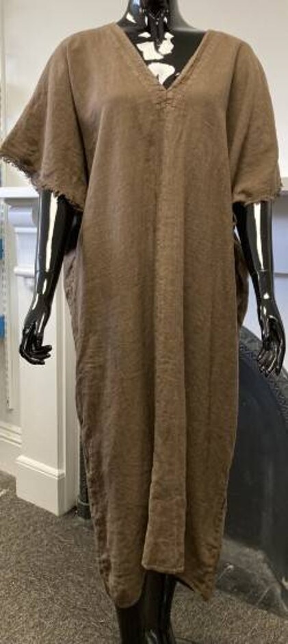 Zara Linen Summer Dress.  Brown. Size: M