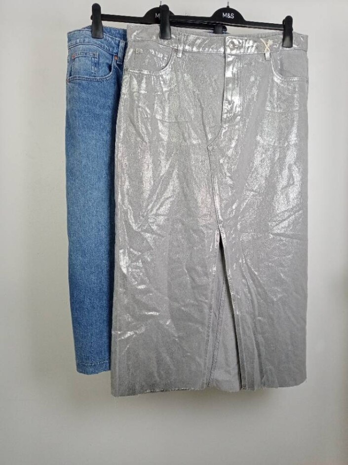M&s Marks & Spencer 2x Bundle Skirts Silver Blue Size: 20