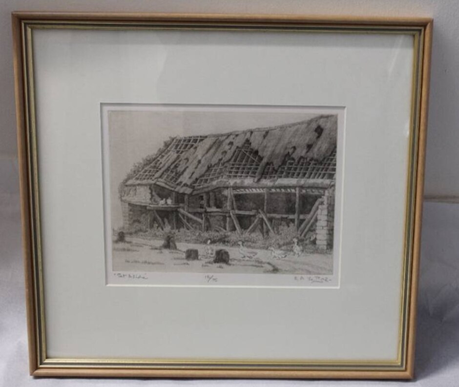 Rural Barn Etching By Rachel Ann Le Bas