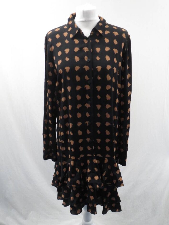 Mint Velvet Polka Dot Midi Dress Black Size: 14