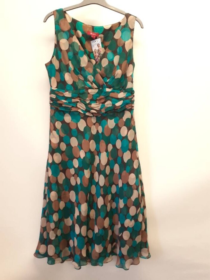 Monsoon Sleeveless Silk Midi Dress In Multi Colour Size: 14
