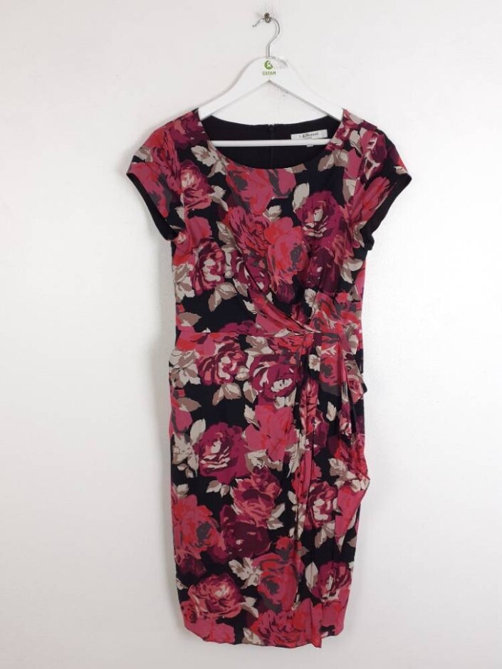 L.k.bennett Boat Neck Floral Dress Black  Size: 12