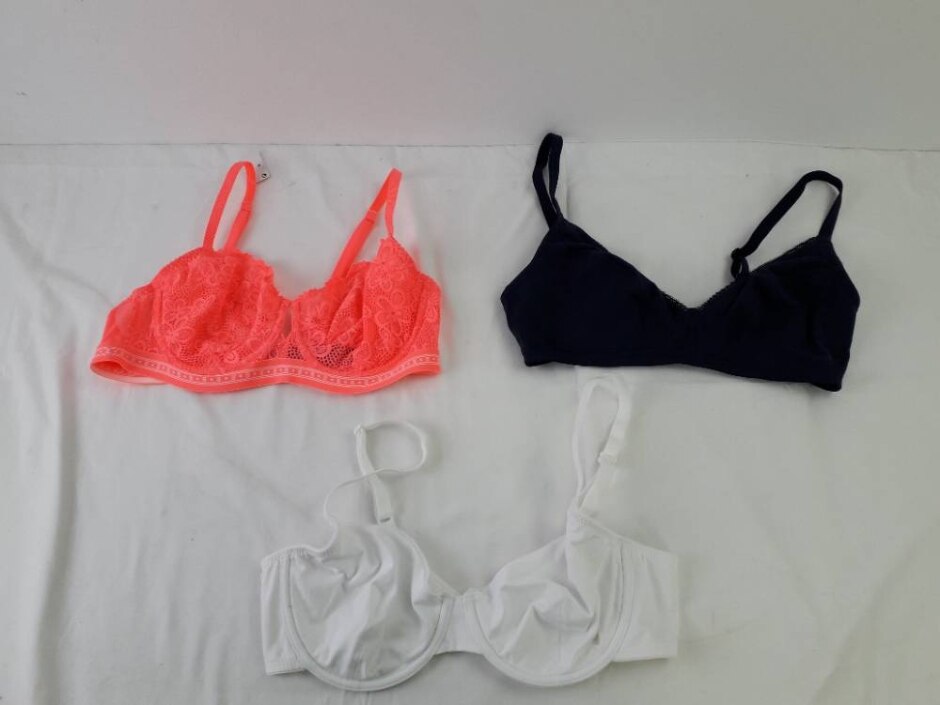 M&s Marks & Spencer Unpadded Bras X 3 Wired Navy Coral White Size: 36c