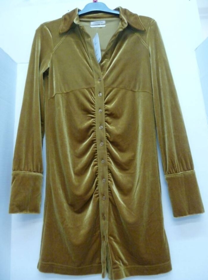Urban Outfitters Ruch Detail Dress Gold Size: S