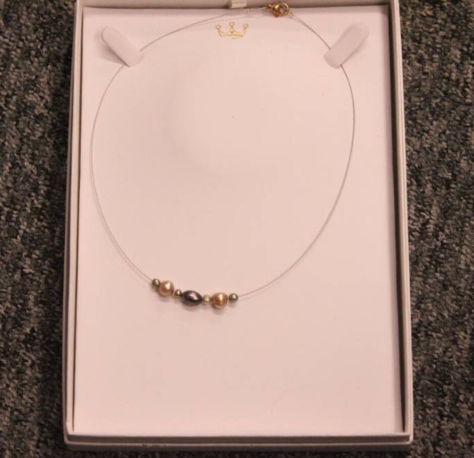 Tenerife Pearl Necklace – Elegant Gold-tone Clasp & Multi-colored Genuine Pearls With Original Box