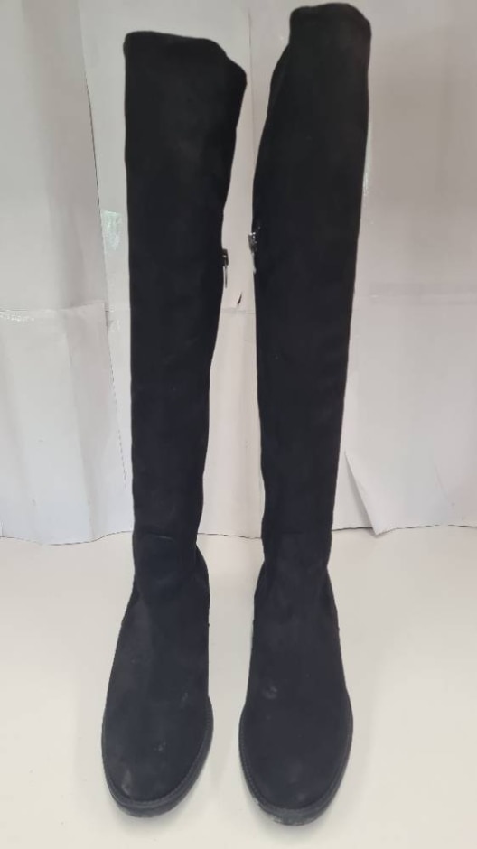 John Lewis Knee-length Black Suede Boots, Size 6