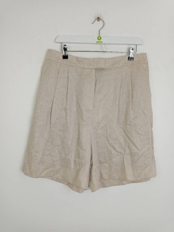 Jaeger Pure Linen Nwot Women's Pleatfront Shorts Oatmeal Size: 16