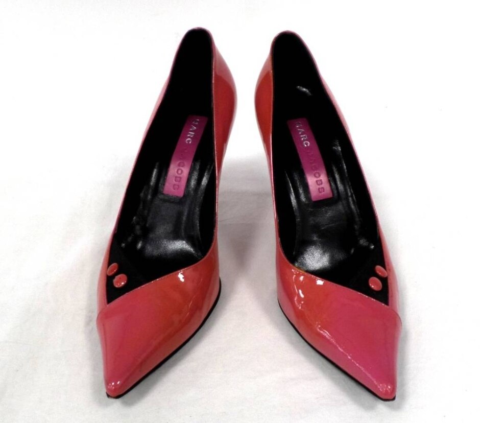 Marc Jacobs Orange & Pink Pu Leather Heels Size : 6