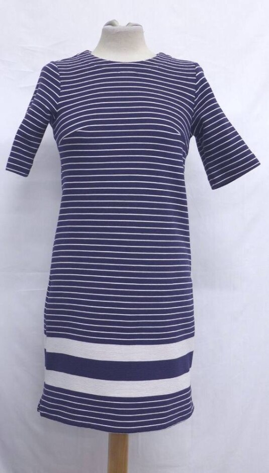 Joules Striped Soft Empire Dress Navy & White Size: 8