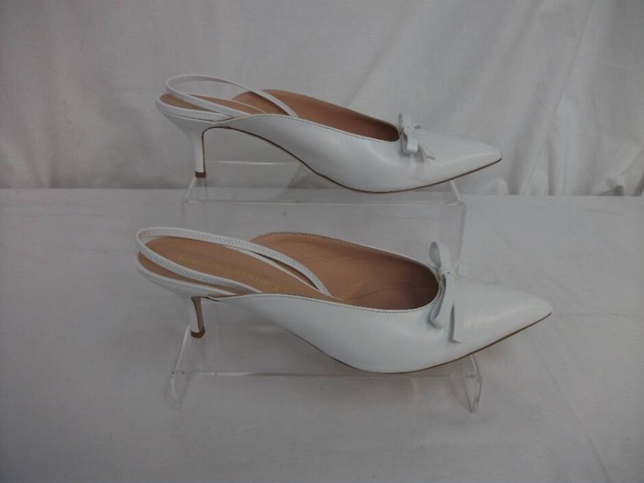 Russell & Bromley Leather Slingback Kitten Heels White Size 41
