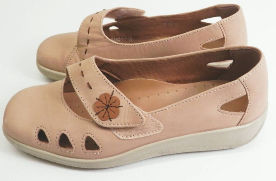 Hotter Leather Flat Shoes Pink Size 3