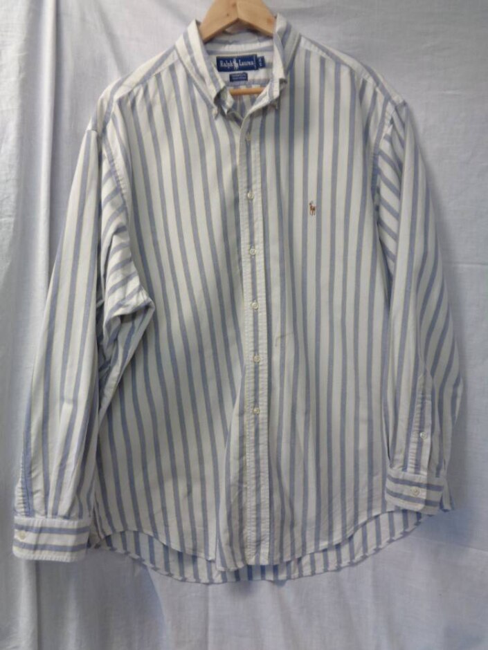 Ralph Lauren Long Sleeve Striped Shirt Blue And White Size: L