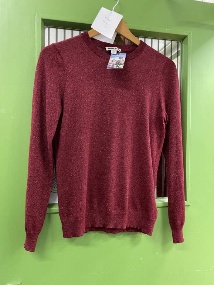 Whistles Sparkly Jumper Burgundy Size: 10