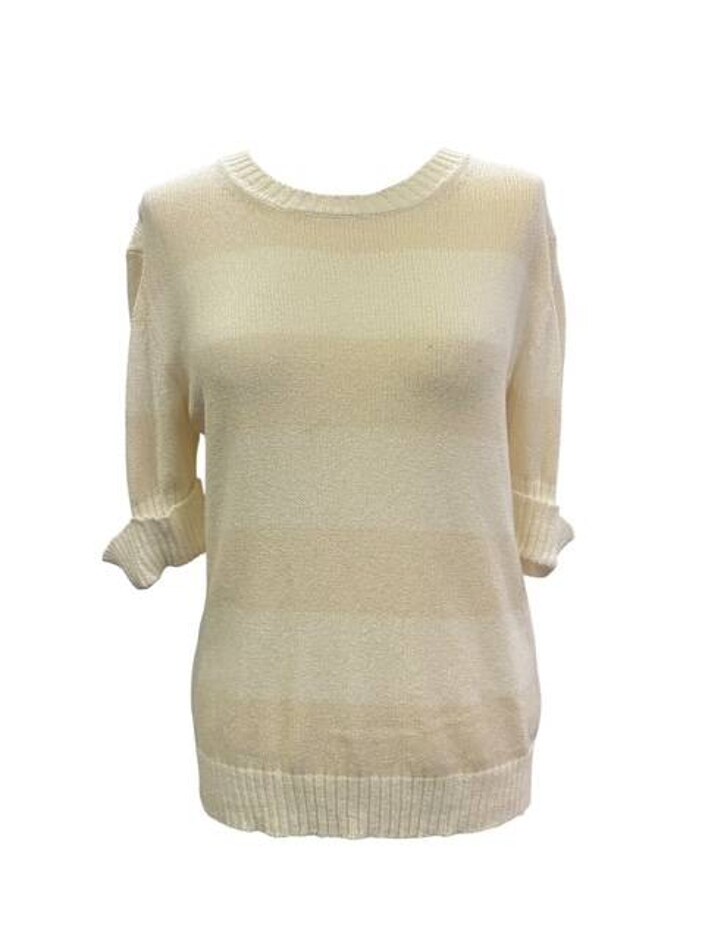 Agnes B Knitted Cream Stripe T-shirt Cream Size: 12