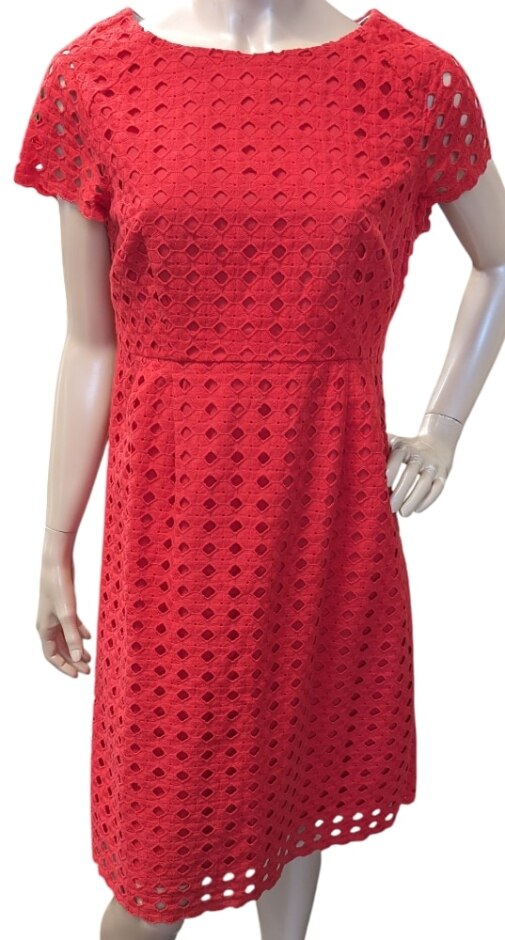 White Stuff 'paradise' Knee-length Dress Red Broderie Size: 12