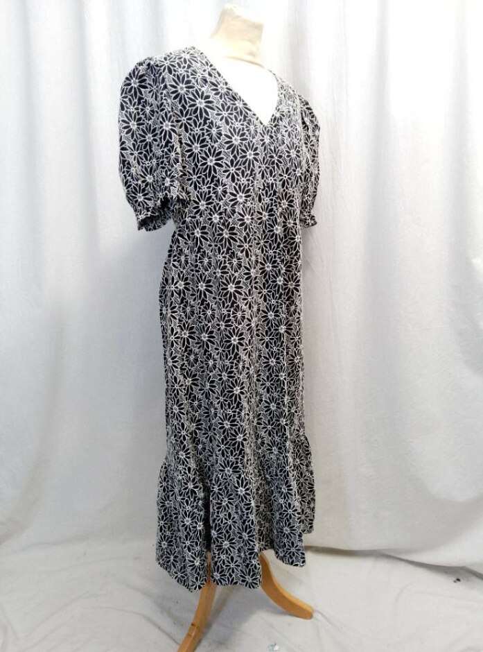 M&s Marks & Spencer Dress Black Mix Size: 14