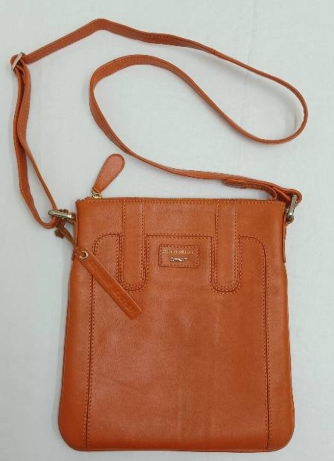 Paul Costelloe Zip Top Leather Crossover Bag In Dark Orange